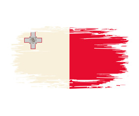 Maltese flag brush grunge background. Vector illustration. - obrazy, fototapety, plakaty