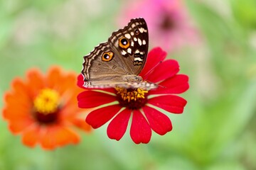 Obraz premium Close up of butterfly on flower in the garden 