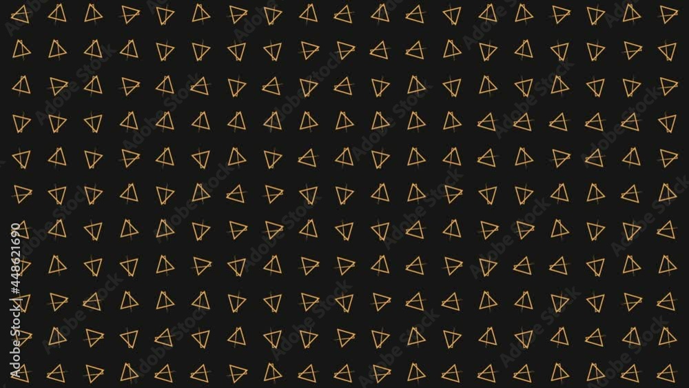Poster minimalistic abstract pattern with rotating neon triangles, seamless loop. motion. rows of tiny tria