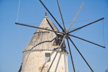 Old white mill against the sky in Spain