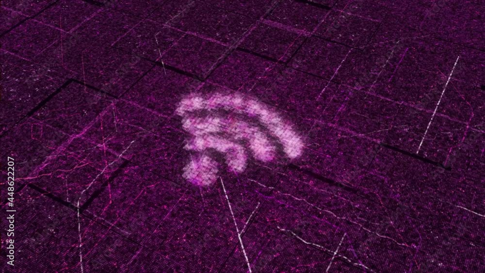 Aufkleber animation of running flickering dots on a circuit board. animation. a wifi sign or internet symbol a