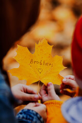 autumn leaves on the hand
