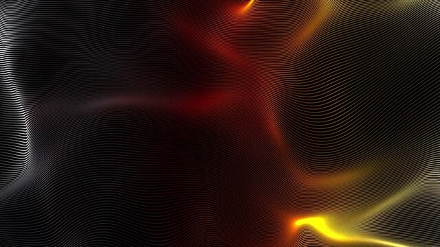 Abstract colorful neuronet with colorful light flares, seamless loop. Motion. Thin wavy texture with digital curving fibers.