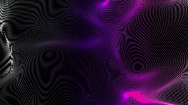 Abstract colorful neuronet with colorful light flares, seamless loop. Motion. Thin wavy texture with digital curving fibers.