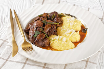 Chicken Livers with Sage served with polenta
