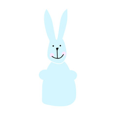Rabbit illustration in blue color cartoon style isolated on white