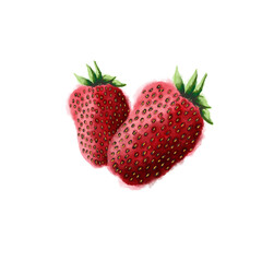 Strawberry isolated on a white background. Digital drawing of strawberry.