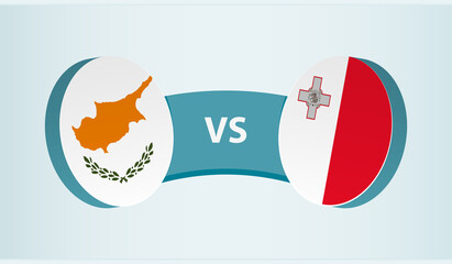 Cyprus versus Malta, team sports competition concept.