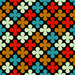 seamless abstract pattern of multicolored flowers on a dark background for prints on fabrics, clothing, packaging, ceramics, covers, as well as for interior design