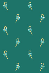 Christmas design concept. Winter holidays seamless pattern. Christmas candy cane and bow.