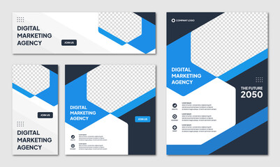Set of Editable Instagram post template modern background. Promotional web banner for company business. professional business instagram stories. webinar banner sale ads and discount promo