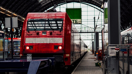 A train entering the main station at Frankfurt.