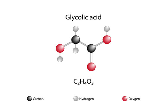 Molecular formula of glycolic acid. Chemical structure of glycolic acid.