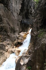 Bavaria Hölltalklamm, turquoise alpine river in deep gorge