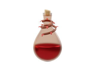 Potion bottle set of isolated magic glass tube images of different colour and shape on white background 3d render illustration