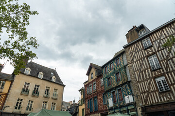 Fototapeta premium Medieval half-timbered houses in Rennes. Capital of the province of Brittany, France