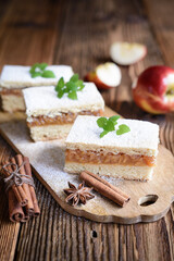 Cinnamon apple pie slices with powdered sugar icing