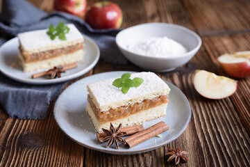 Cinnamon apple pie slices with powdered sugar icing