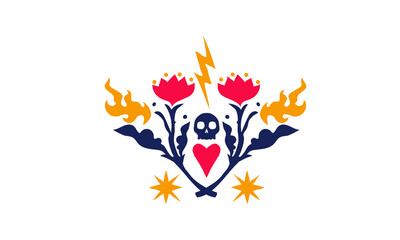 Cross flowers skull