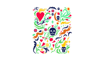 Skull and flower pattern