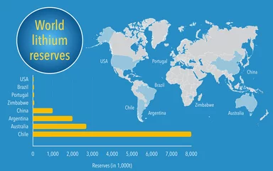Foto op Aluminium Countries with major lithium reserves for battery production © Dimitrios