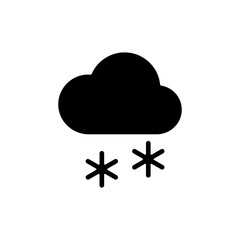 Cloud with snow vector glyph icon. Weather sign