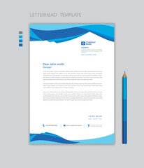Letterhead template design minimalist Style vector, letterhead design mockup, Blue letterhead, business advertisement layout, Blue concept background creative design