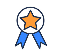 Medal award icon. Vector illustration concept. Orange leaf icon. School icon concept.