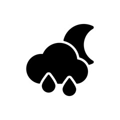 Raincloud with raindrops moon vector glyph icon