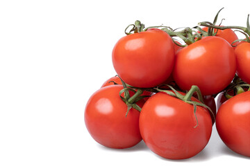 Realistic looking tomatoes isolated white background