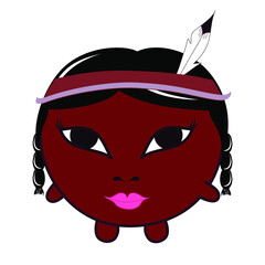icon of cute indian girl with pigtails. vector little girl icon for kids website design and mobile apps. 