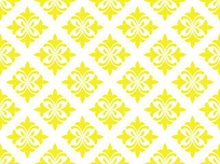 Motif géométrique de fleurs. Fond vectorielle continue. Ornement blanc et jaune