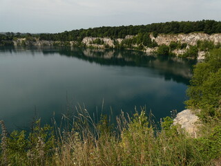 Scenic view on emerald waters of Zakrzówek Reservoir, Kraków, Poland