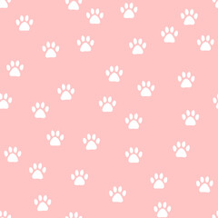 Vector seamless pattern with cat footprints. Cute design for wrapping paper, stationery, textile, wallpaper.