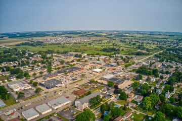 Aerial View of the Madison Suburb of Waunakee, Wisconsin