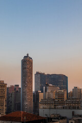 Fototapeta na wymiar Edifício Itália e Copan no Centro de São Paulo no pôr do sol