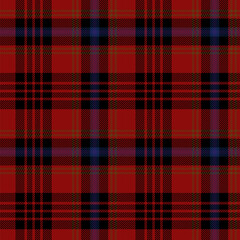 Red, black and blue tartan plaid. Scottish fabric swatch design. 