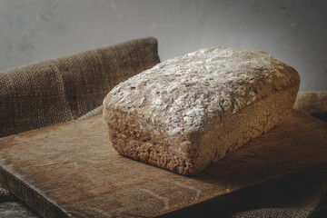 Homemade natural rye-wheat bread.