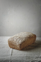 Homemade natural rye-wheat bread.