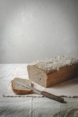 Homemade natural rye-wheat bread.