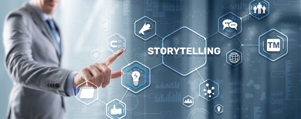Storytelling. Story Telling Education and literature Business concept. Ability to tell stories