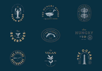 Aesthetic Logo Layout for Restaurant Set