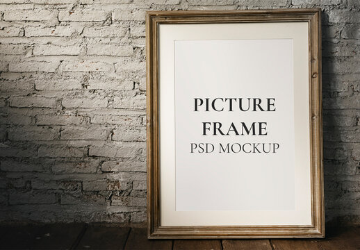 Photo Frame Mockup on Brick Wall