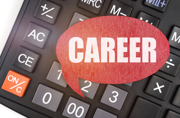 There is a red plaque on the calculator that says - CAREER