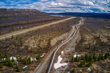 Fototapeta premium Aerial View of the Major Pipeline in Alaska