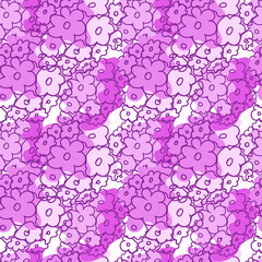 Flowers seamless pattern. The vector is made in a flat style. Flowers are drawn in one line. Delicate pink color. Suitable for packaging and textiles.