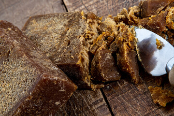 Sweet made with sugar cane, molasses or brown sugar.