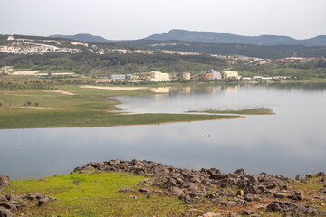 Fototapeta premium Landscape with Studen Kladenets Reservoir, Bulgaria