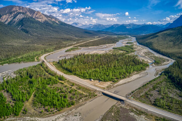 Aerial View of the Dalton Highway during the Alaska Summer