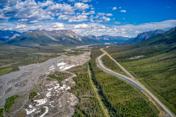 Aerial View of the Dalton Highway during the Alaska Summer